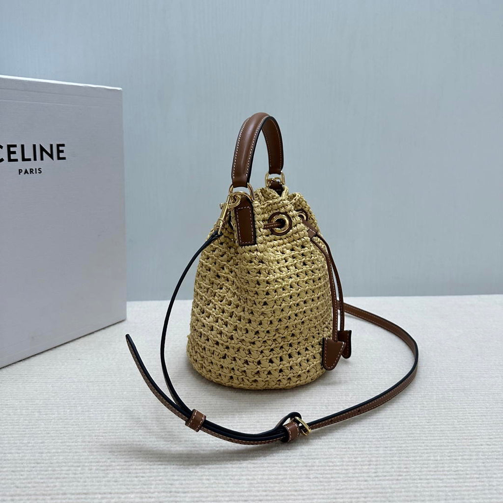 CELINE TEEN CLARA BAG IN  Raffia and calfskin 122622GTO.02NT Nature