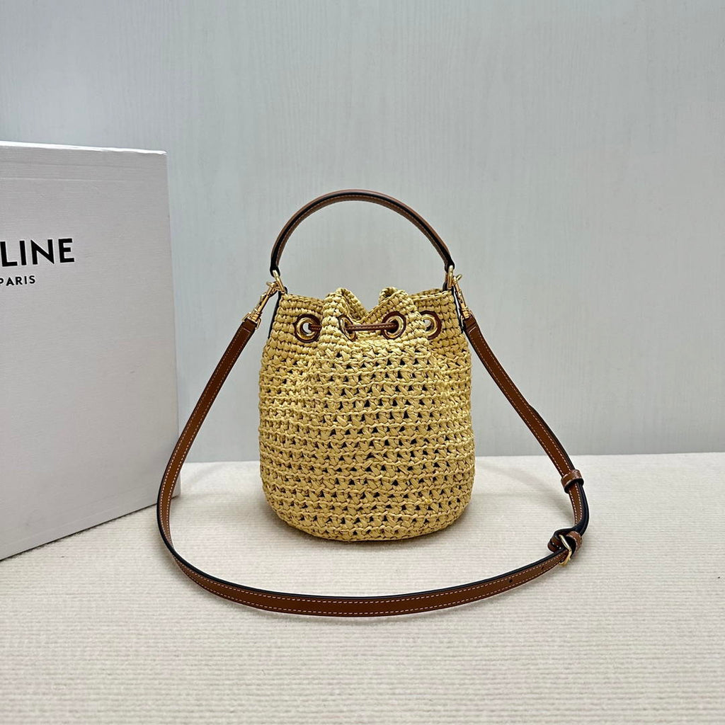 CELINE TEEN CLARA BAG IN  Raffia and calfskin 122622GTO.02NT Nature