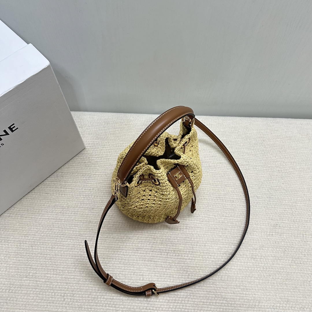 CELINE TEEN CLARA BAG IN  Raffia and calfskin 122622GTO.02NT Nature