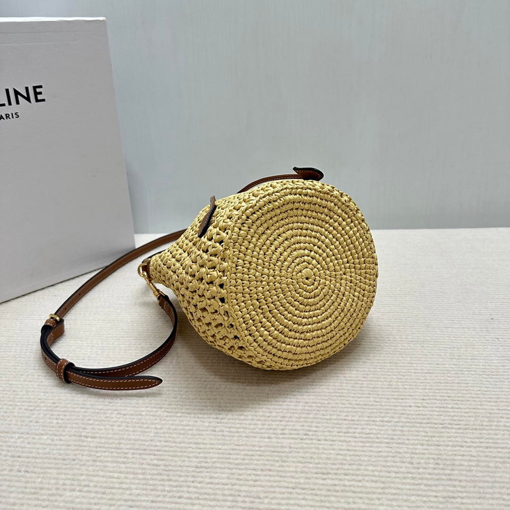 CELINE TEEN CLARA BAG IN  Raffia and calfskin 122622GTO.02NT Nature
