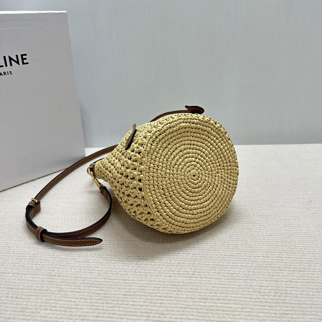 CELINE TEEN CLARA BAG IN  Raffia and calfskin 122622GTO.02NT Nature
