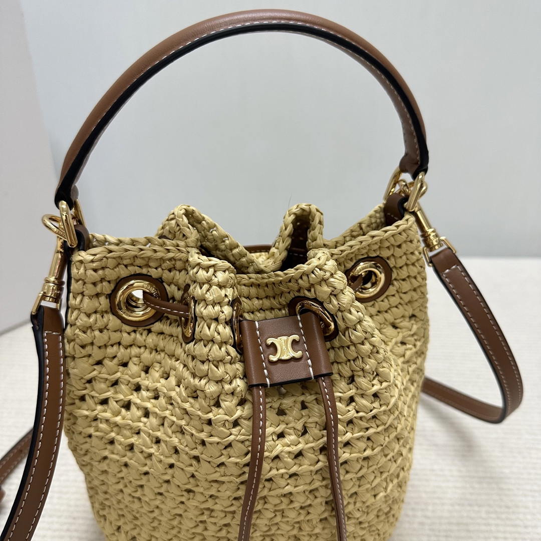 CELINE TEEN CLARA BAG IN  Raffia and calfskin 122622GTO.02NT Nature
