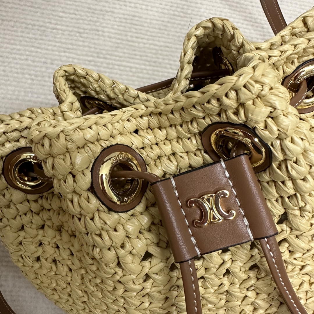 CELINE TEEN CLARA BAG IN  Raffia and calfskin 122622GTO.02NT Nature
