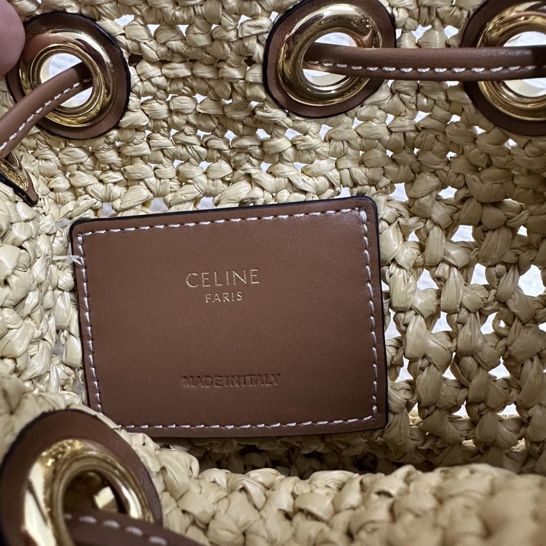CELINE TEEN CLARA BAG IN  Raffia and calfskin 122622GTO.02NT Nature