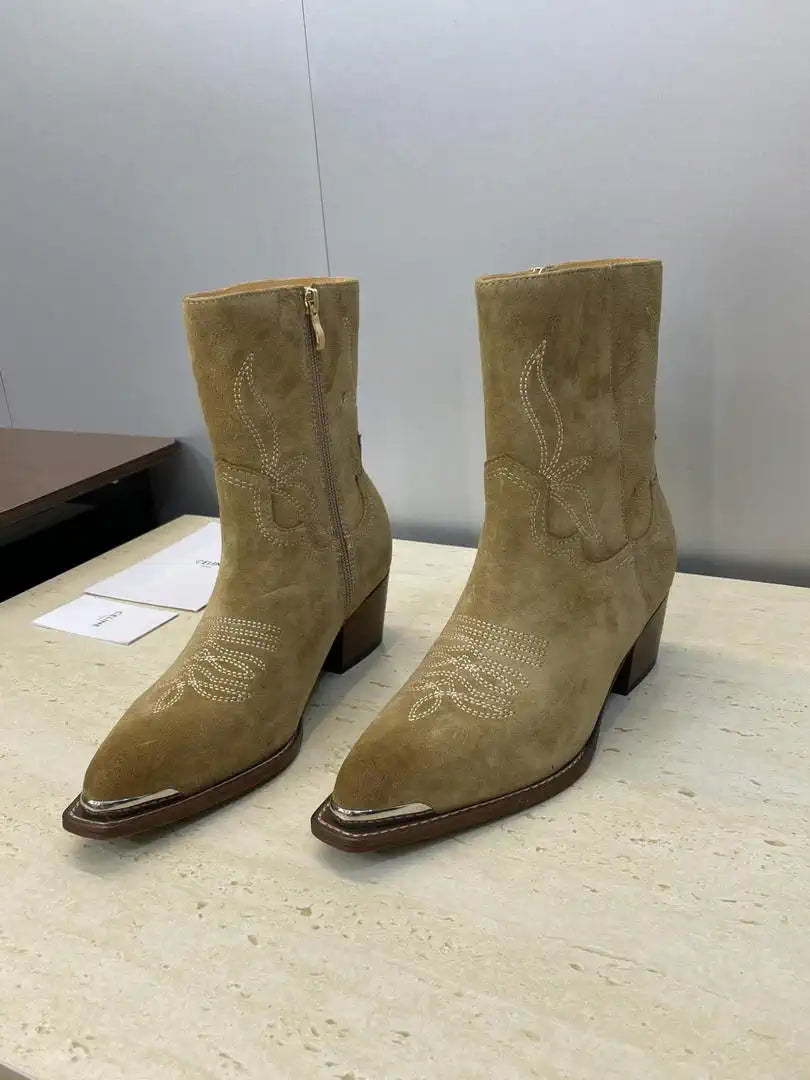 Celine Women Shoes New Punk Style Iron-Toe Motorcycle Ankle boots CE10018