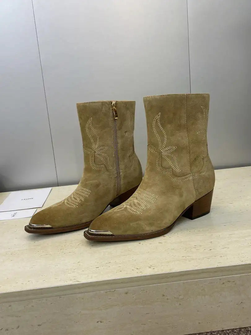 Celine Women Shoes New Punk Style Iron-Toe Motorcycle Ankle boots CE10018