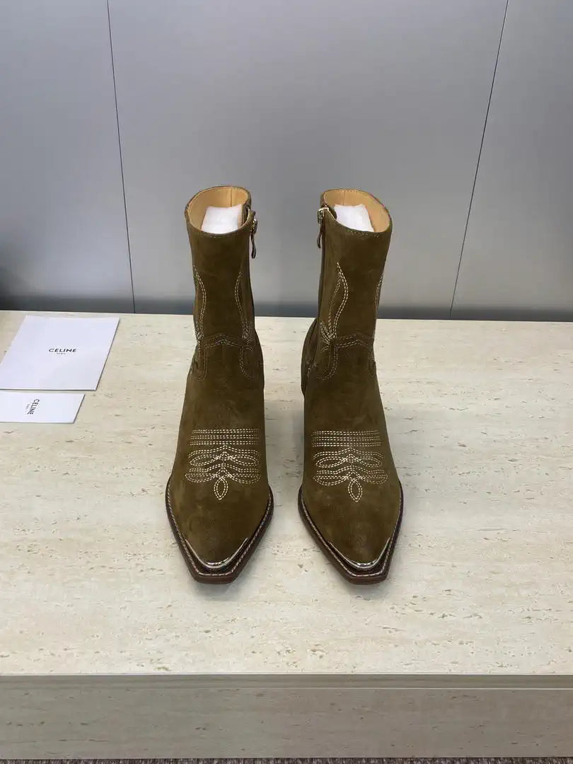 Celine Women Shoes New Punk Style Iron-Toe Motorcycle Ankle boots CE10019