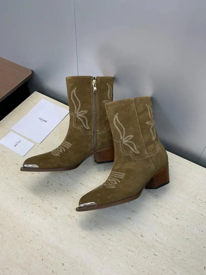 Celine Women Shoes New Punk Style Iron-Toe Motorcycle Ankle boots CE10019