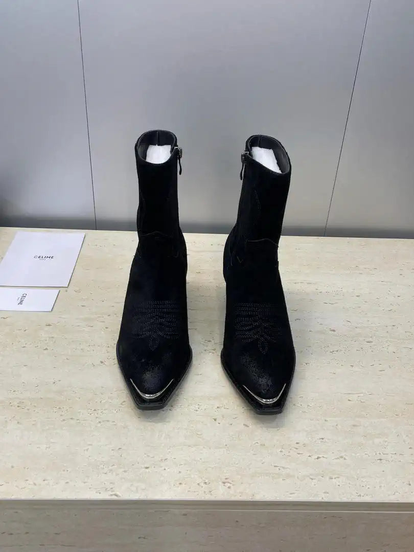 Celine Women Shoes New Punk Style Iron-Toe Motorcycle Ankle boots CE10020