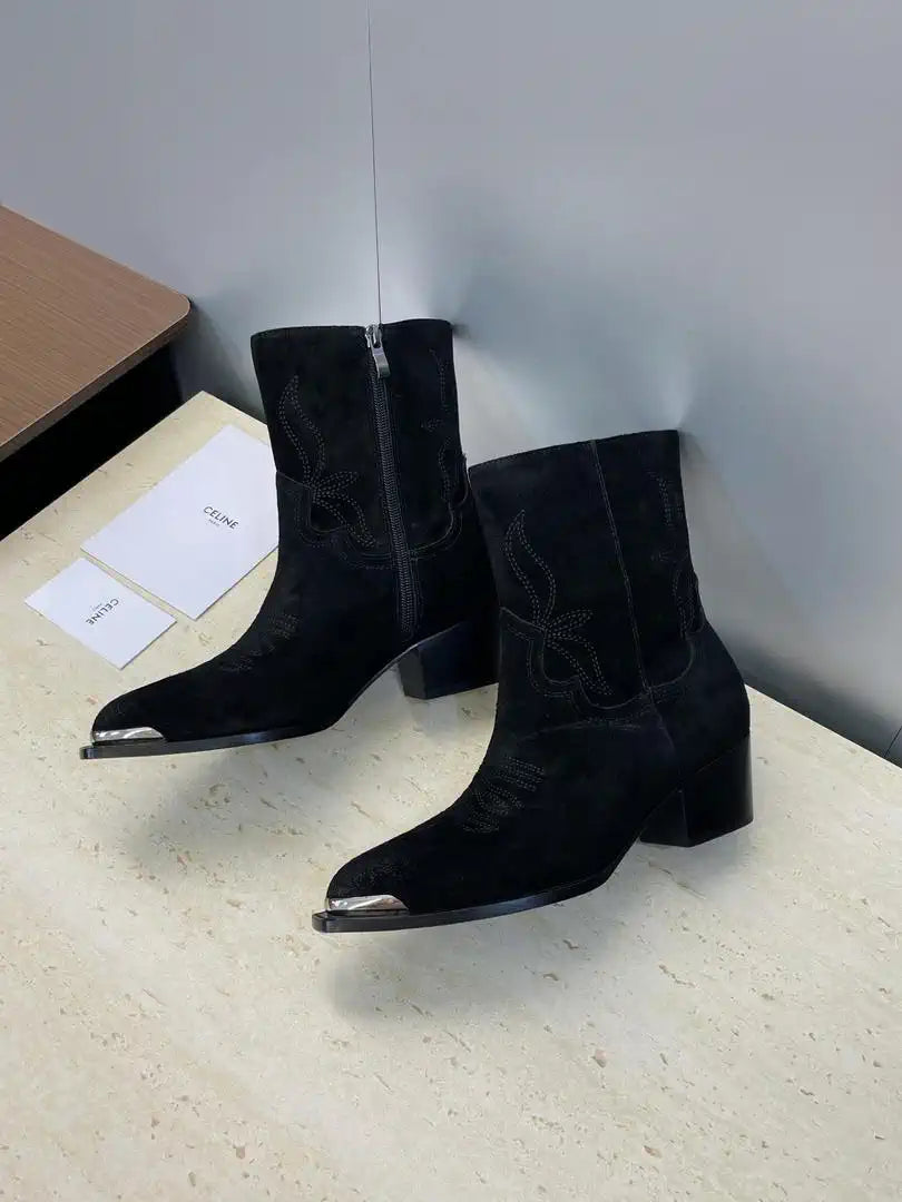 Celine Women Shoes New Punk Style Iron-Toe Motorcycle Ankle boots CE10020