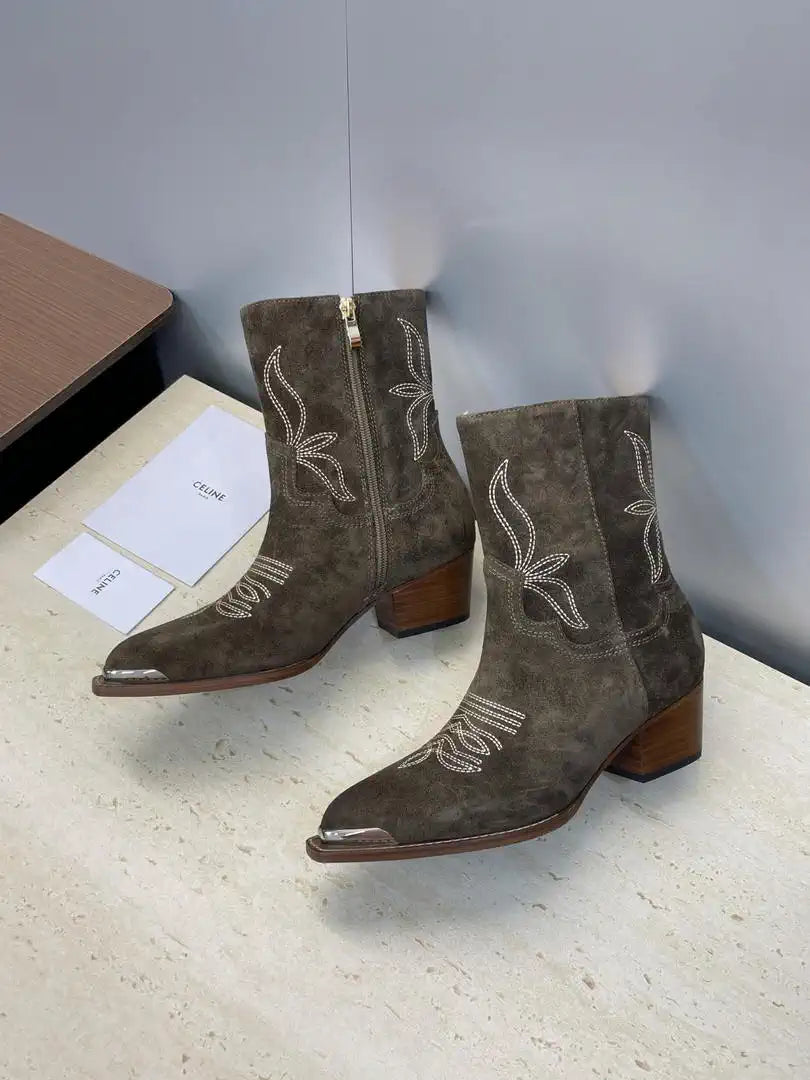 Celine Women Shoes New Punk Style Iron-Toe Motorcycle Ankle boots CE10021
