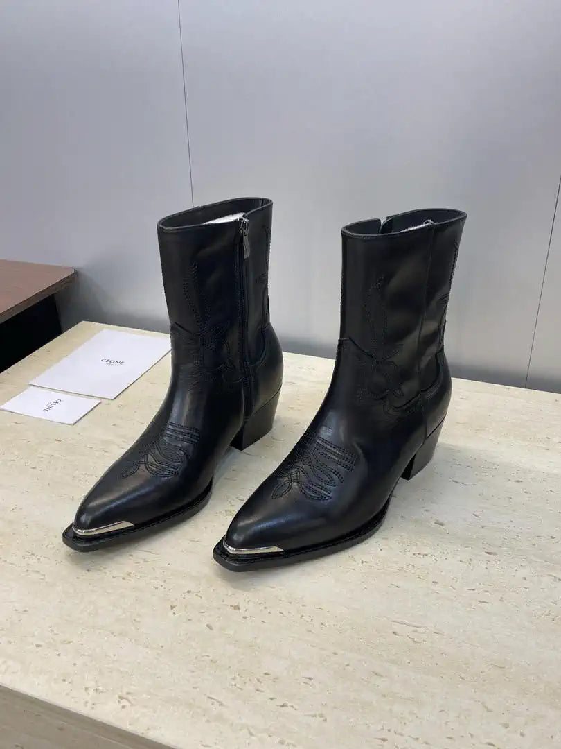 Celine Women Shoes New Punk Style Iron-Toe Motorcycle Ankle boots CE10022