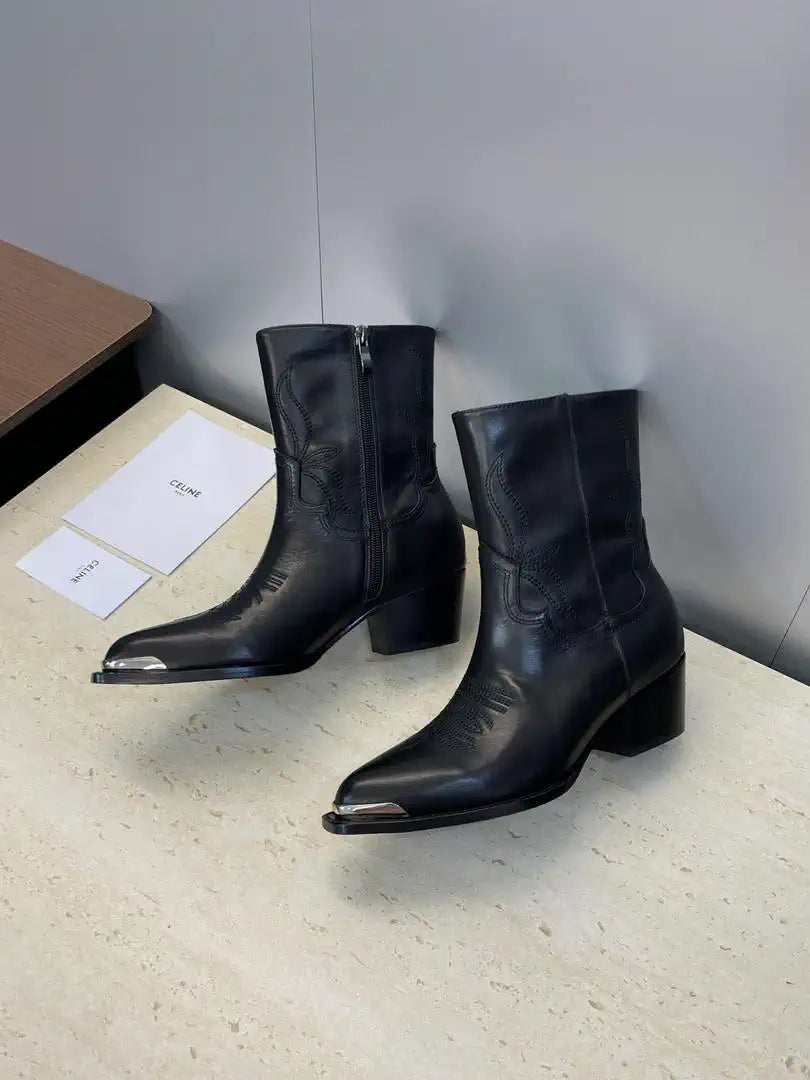 Celine Women Shoes New Punk Style Iron-Toe Motorcycle Ankle boots CE10022