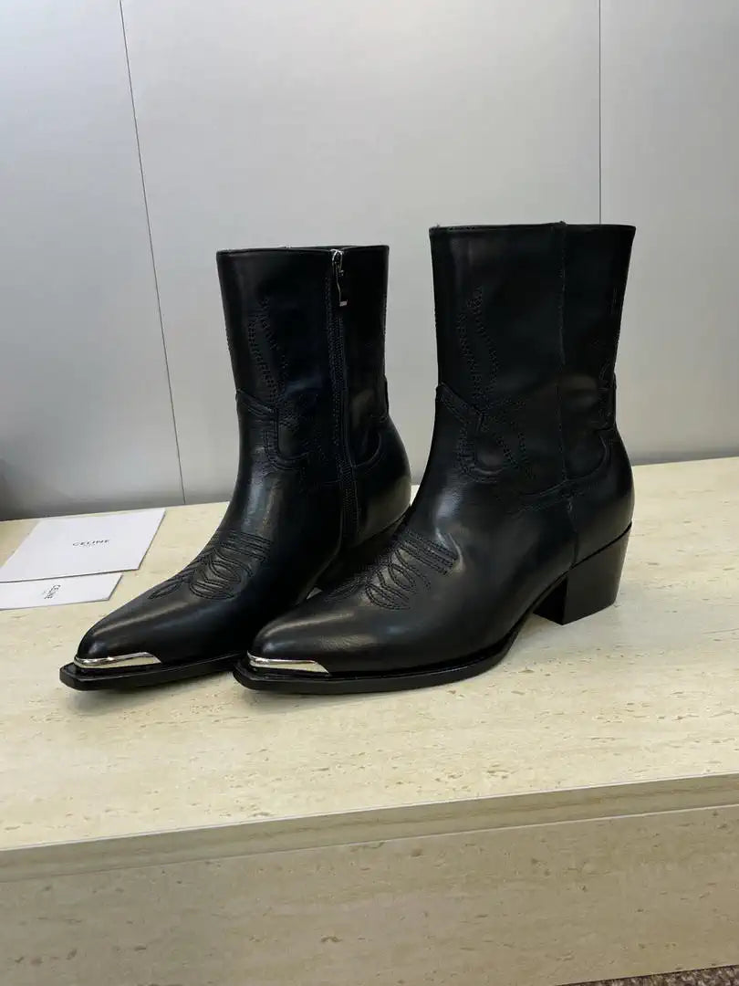 Celine Women Shoes New Punk Style Iron-Toe Motorcycle Ankle boots CE10022