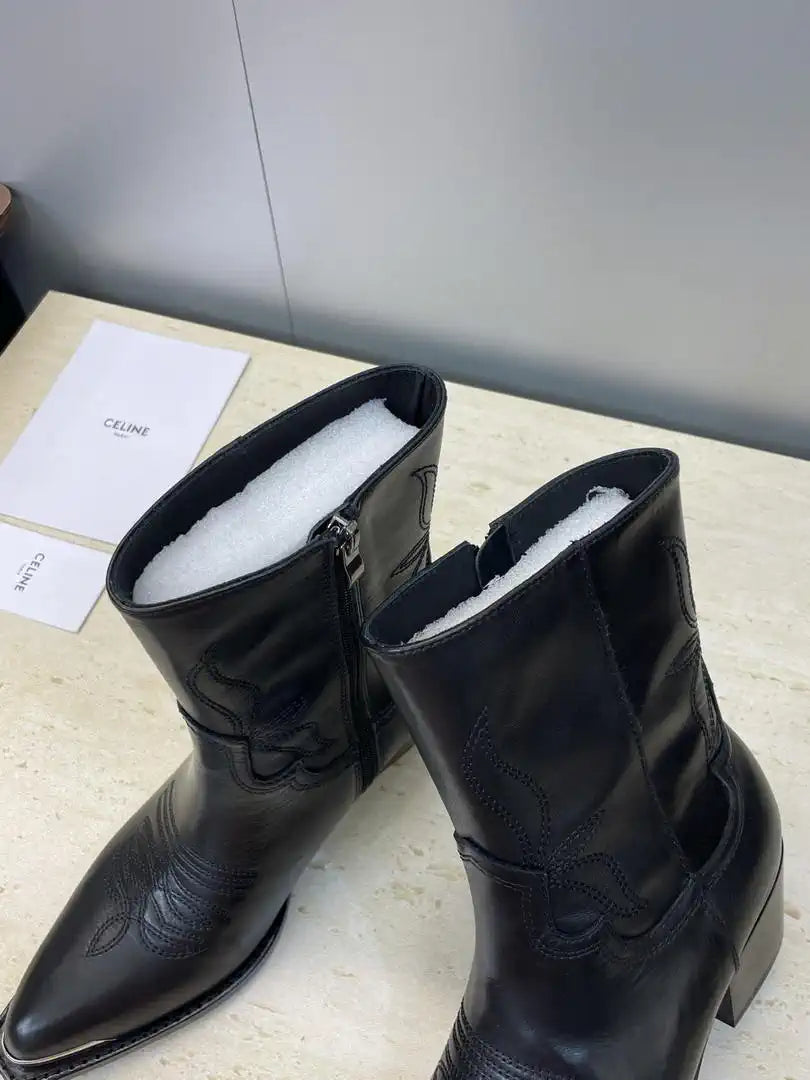 Celine Women Shoes New Punk Style Iron-Toe Motorcycle Ankle boots CE10022