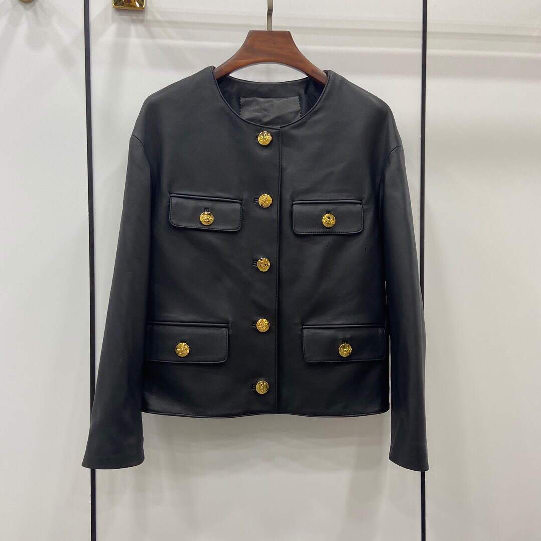 Celine Women's Clothing Jacket In Lambskin Leather Black 88002