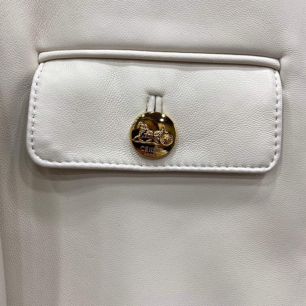 Celine Women's Clothing Jacket In Lambskin Leather White 88003