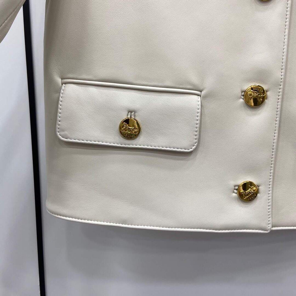 Celine Women's Clothing Jacket In Lambskin Leather White 88003