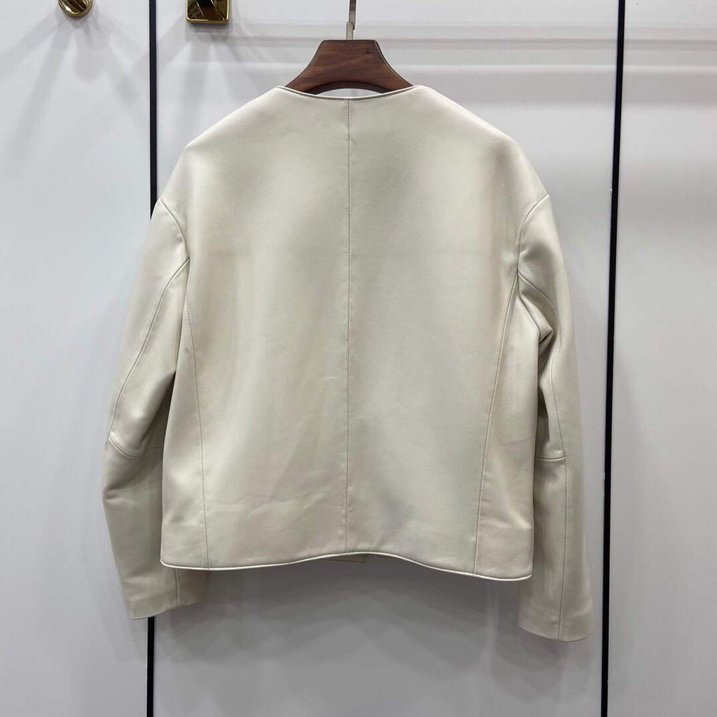 Celine Women's Clothing Jacket In Lambskin Leather White 88003