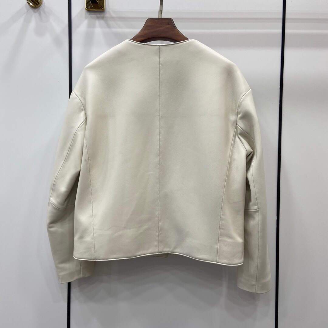 Celine Women's Clothing Jacket In Lambskin Leather White 88003
