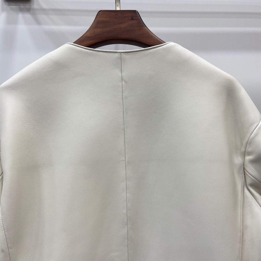 Celine Women's Clothing Jacket In Lambskin Leather White 88003