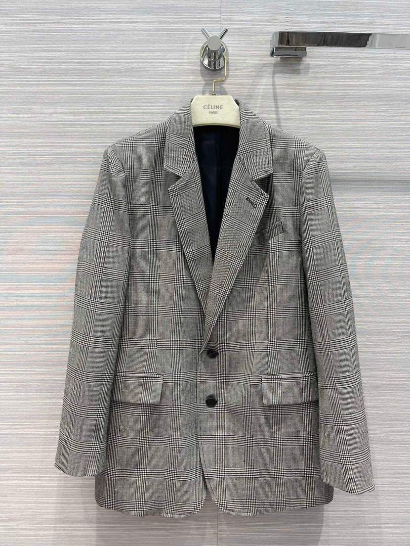 Celine Women's Clothing  Tournon  Jacket In Prince Of Wales Check Black & White 88006