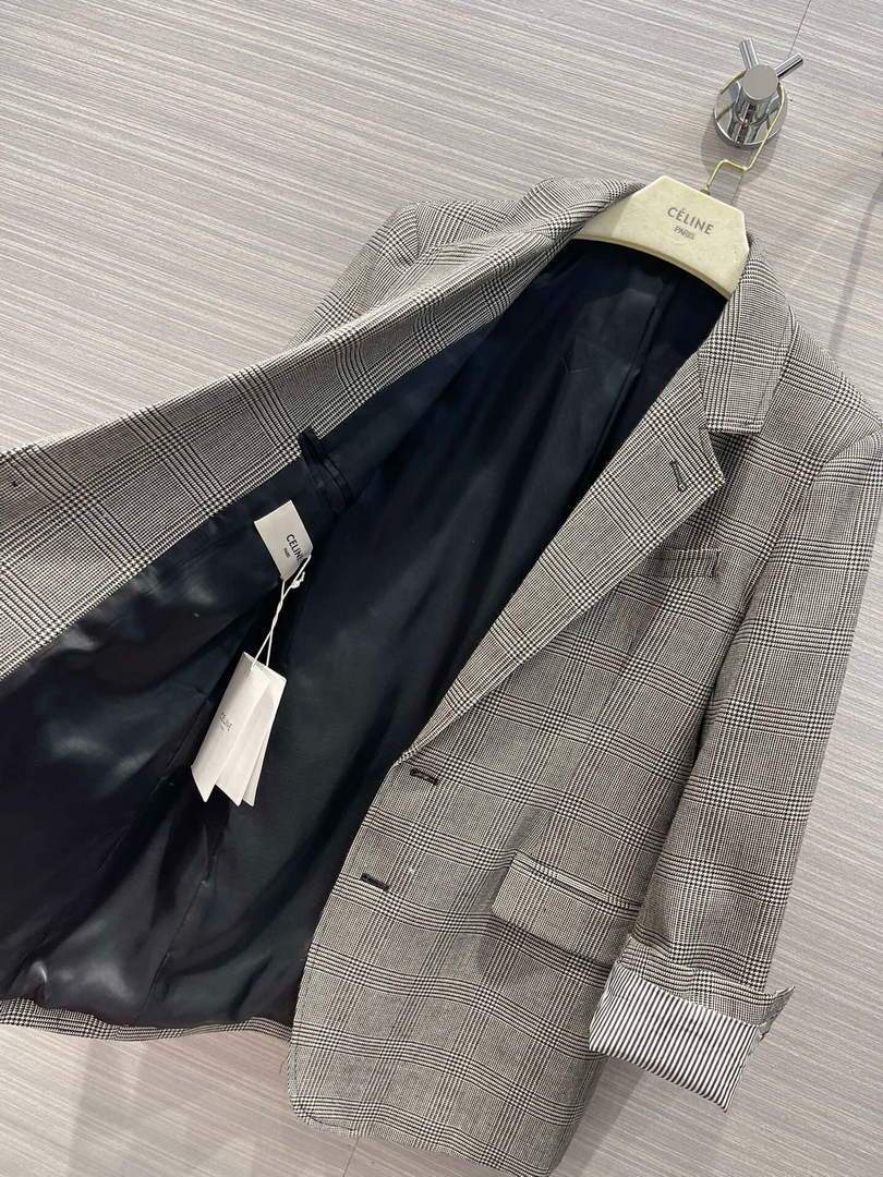 Celine Women's Clothing  Tournon  Jacket In Prince Of Wales Check Black & White 88006