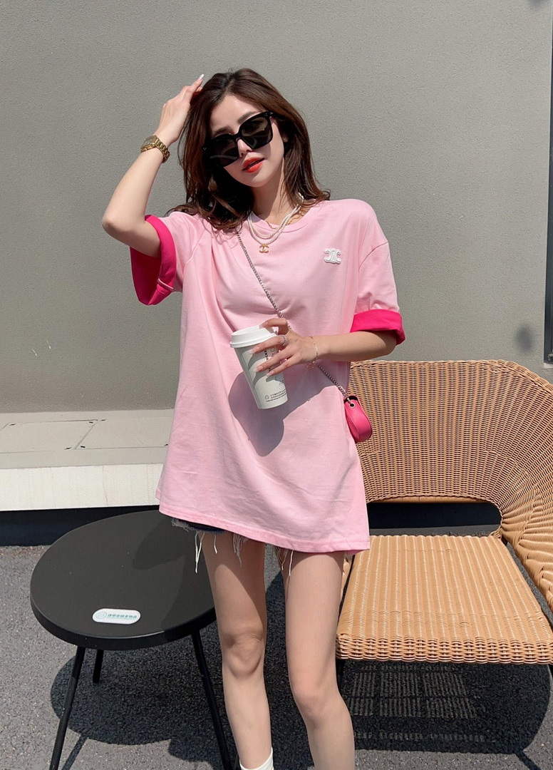 Celine Women's Contrasting Short Sleeve T-Shirt C88105