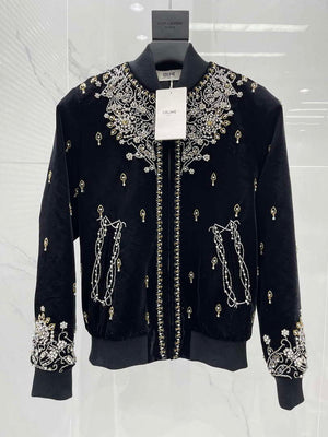 Celine Women's Fashion Clothing Velvet Beaded Jacket C99080 - S - View 1