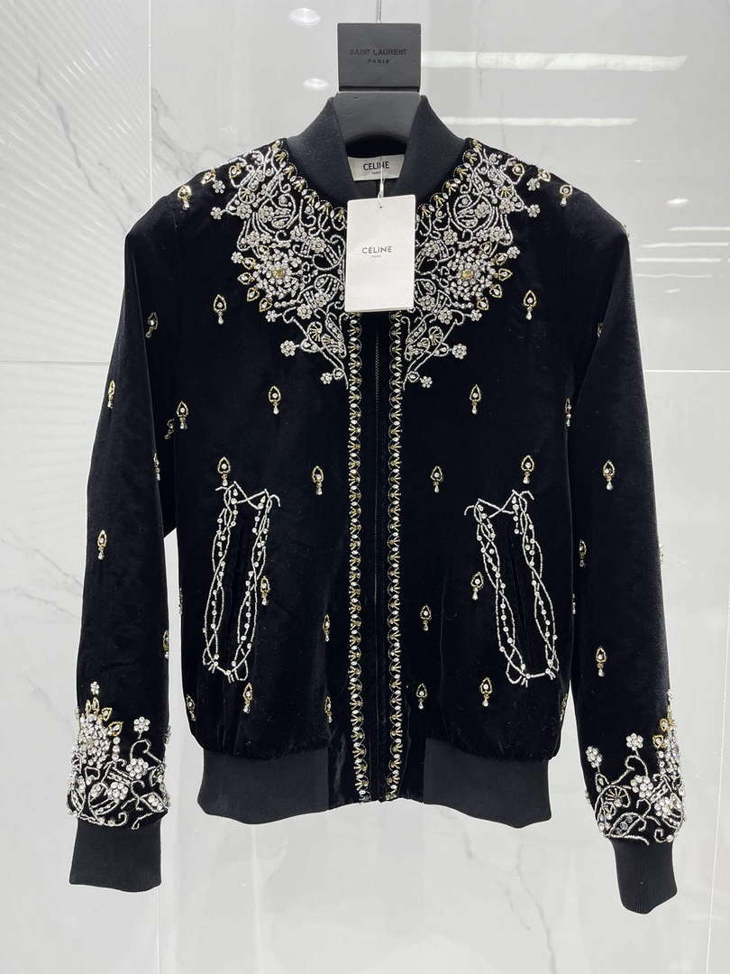 Celine Women's Fashion Clothing Velvet Beaded Jacket C99080