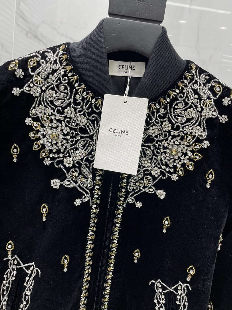 Celine Women's Fashion Clothing Velvet Beaded Jacket C99080