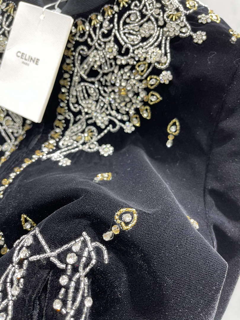 Celine Women's Fashion Clothing Velvet Beaded Jacket C99080