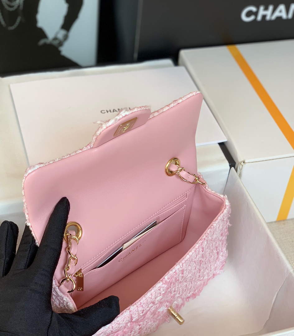 Chanel 1116 Chanel Flap bag Woolen A69900 Pink - Default Title - View 9
