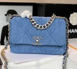Chanel 19 Handbag Lambskin AS1160 Light Blue - Default Title - View 1