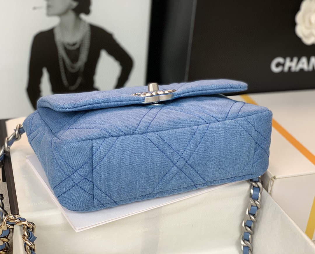 Chanel 19 Handbag Lambskin AS1160 Light Blue - Default Title - View 4
