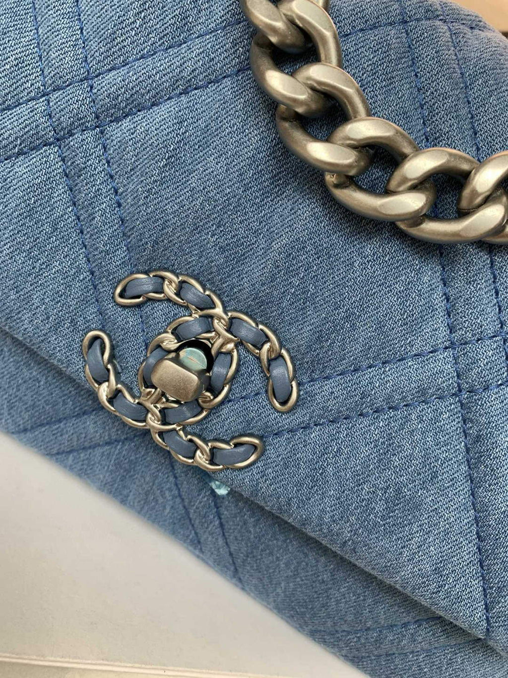Chanel 19 Handbag Lambskin AS1160 Light Blue