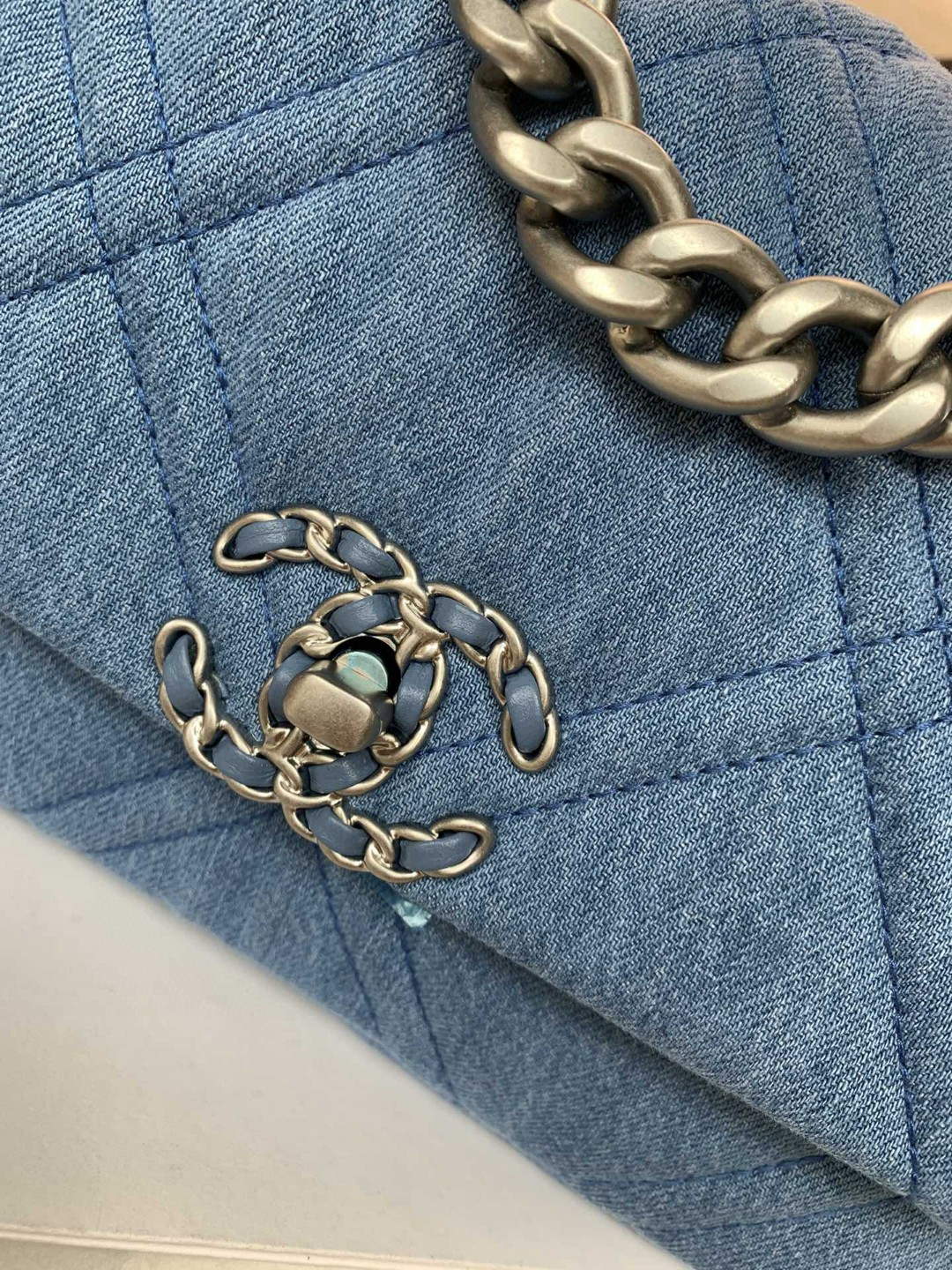 Chanel 19 Handbag Lambskin AS1160 Light Blue - Default Title - View 6