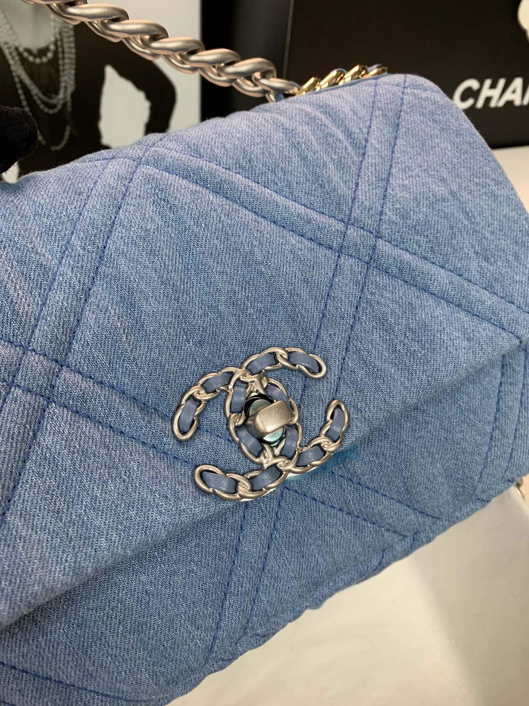 Chanel 19 Handbag Lambskin AS1160 Light Blue - Default Title - View 7