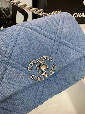 Chanel 19 Handbag Lambskin AS1160 Light Blue - Default Title - View 7