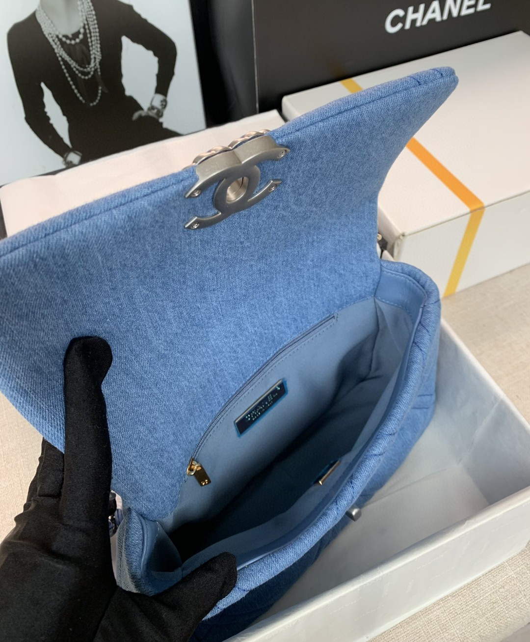 Chanel 19 Handbag Lambskin AS1160 Light Blue - Default Title - View 9