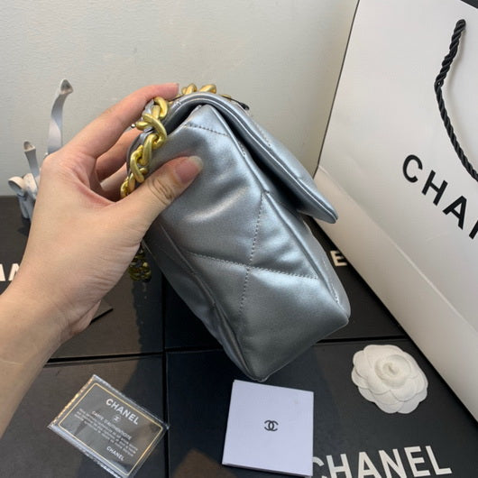 Chanel As1160 Chanel 19 Handbag Flap Lambskin Silvery - Default Title - View 2