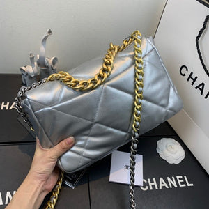 Chanel 19 Large Handbag Lambskin Gold AS1161 Silvery - Default Title - View 3