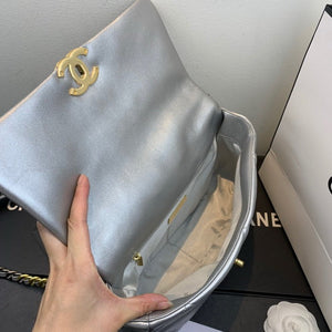 Chanel 19 Large Handbag Lambskin Gold AS1161 Silvery - Default Title - View 7