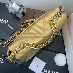 Chanel 19 Large Handbag Lambskin Gold AS1161 Gold - Default Title - View 4