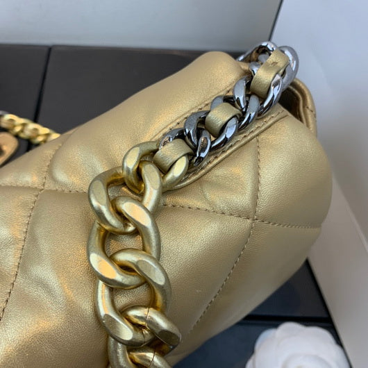 Chanel As1160 Chanel 19 Handbag Flap Lambskin Gold