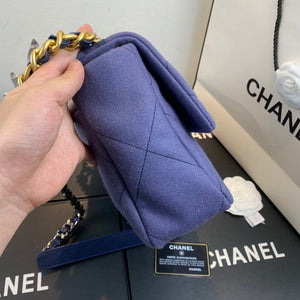 Chanel 19 Large Handbag Velvet Gold AS1161 Blue - Default Title - View 2