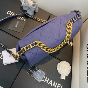Chanel 19 Large Handbag Velvet Gold AS1161 Blue - Default Title - View 5