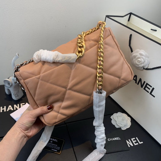 Chanel 19 Large Handbag Lambskin Gold AS1161 Nude Pink - Default Title - View 3