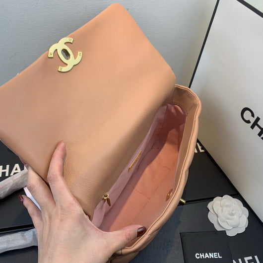 Chanel 19 Large Handbag Lambskin Gold AS1161 Nude Pink - Default Title - View 7