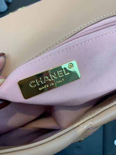 Chanel 19 Large Handbag Lambskin Gold AS1161 Nude Pink - Default Title - View 8